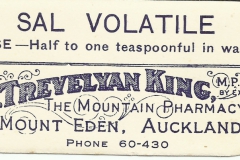 Trevelyan King Label. Mt Eden